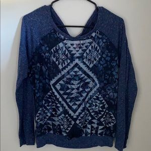 Sheer design front long sleeve T-shirt